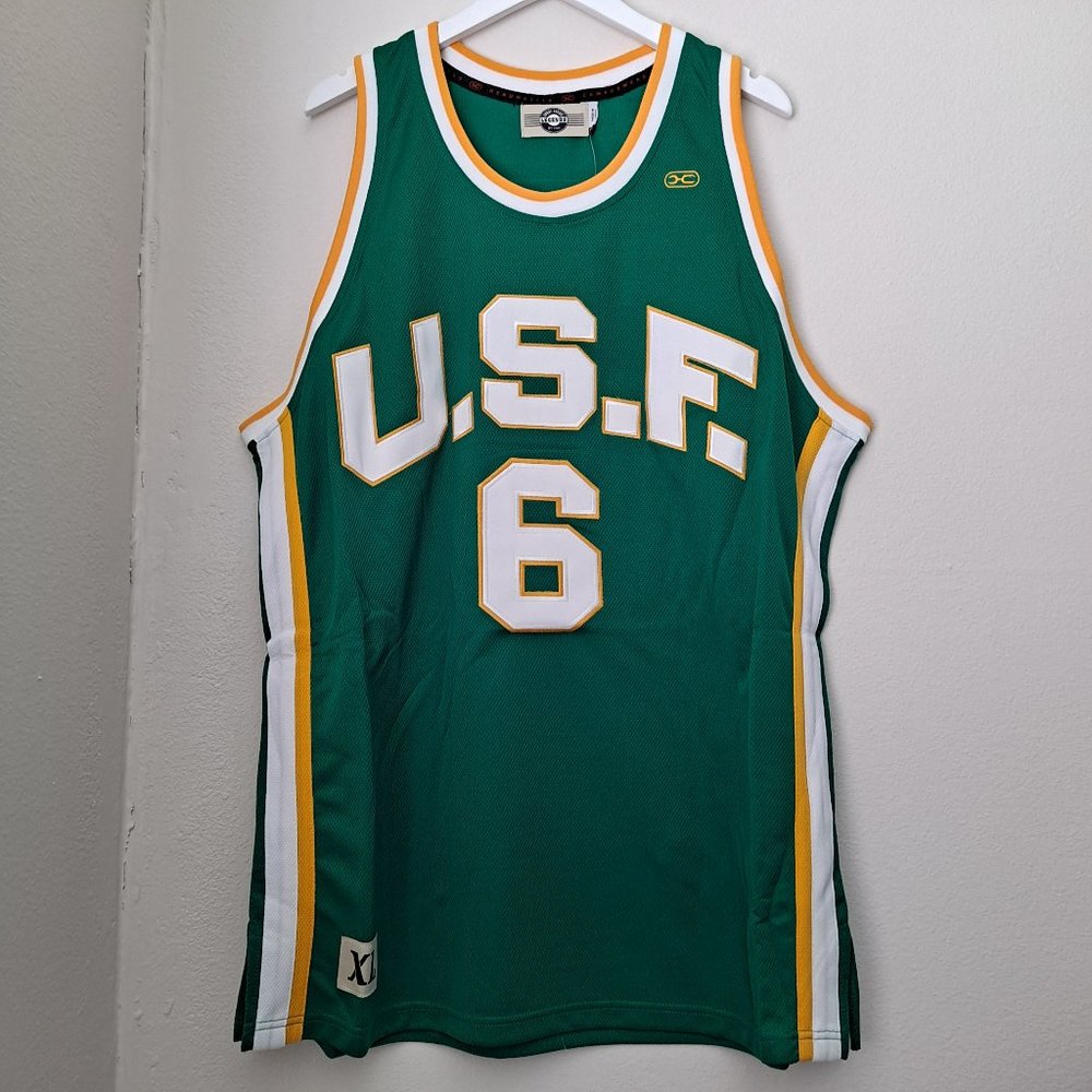 NWT Bill Russell #6 University of San Fran college throwback basketball jersey